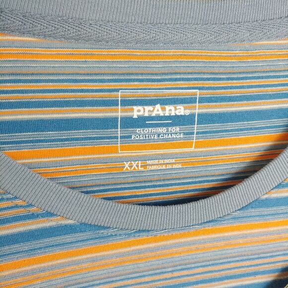 Prana Men's Cooper Point Crew tee shirt Organic Cotton Striped size XXL - Picture 5 of 12